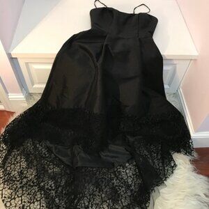 BETSY & ADAM Womens Lace Trim Hi-Low Party Dress